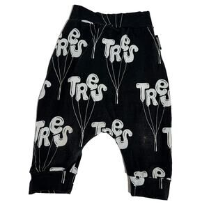 Me & Reekie Tres 3rd Birthday Harem Shorts Black & White Size 3/4